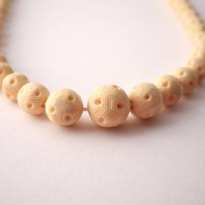 Carved Bone Bead Necklace